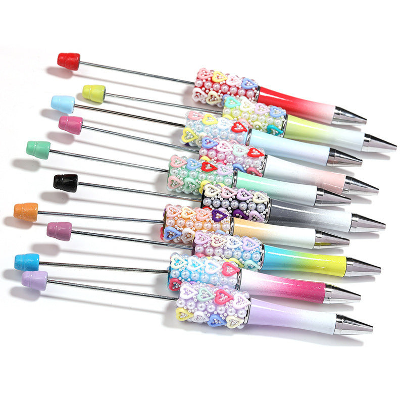 DIY Pearl Heart Multi-color Pen
