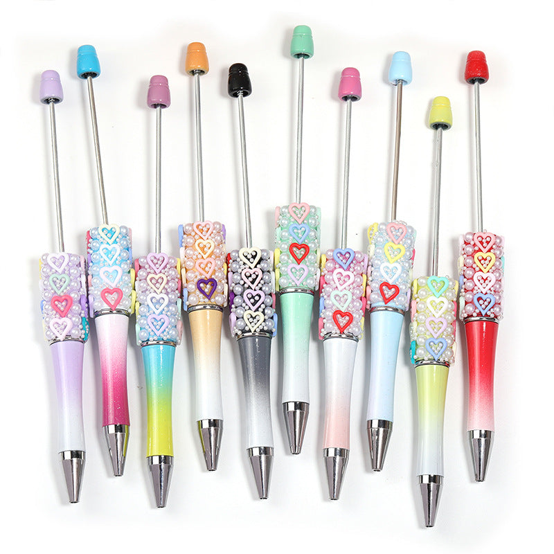DIY Pearl Heart Multi-color Pen